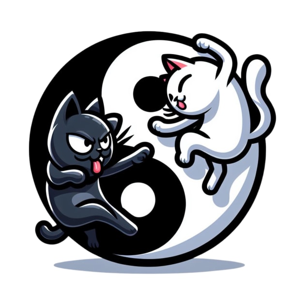 Ying Yang Fighting Cats by Shawn's Domain