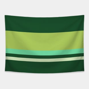 A capital shape of Salem, Seafoam Blue, Very Light Green, Cal Poly Pomona Green and June Bud stripes. Tapestry