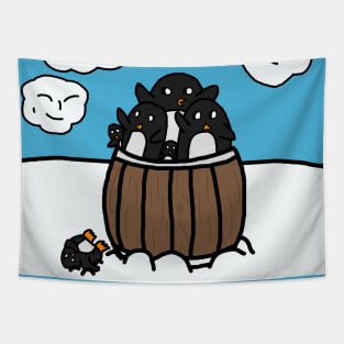 Barrel of Penguins Tapestry