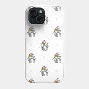 pattern with line art style cupcakes Phone Case