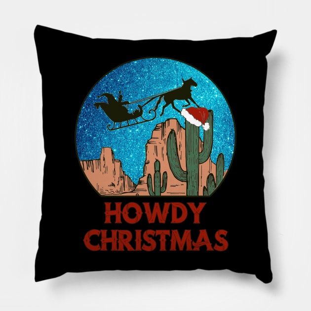 Western Cowboy Santa Howdy Christmas Matching Family Pillow by SilverLake