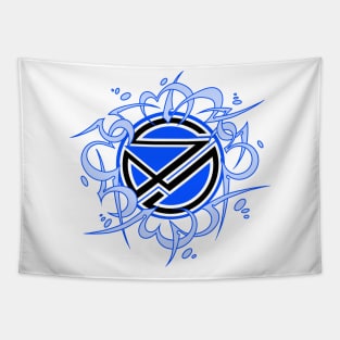 Sinister Motives blue tribal logo Tapestry