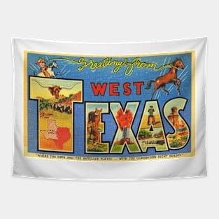 Greetings from West Texas - Vintage Large Letter Postcard Tapestry