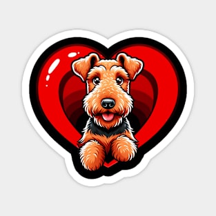 Airedale Terrier Puppy Cute Dog Heart Valentine's Day Magnet