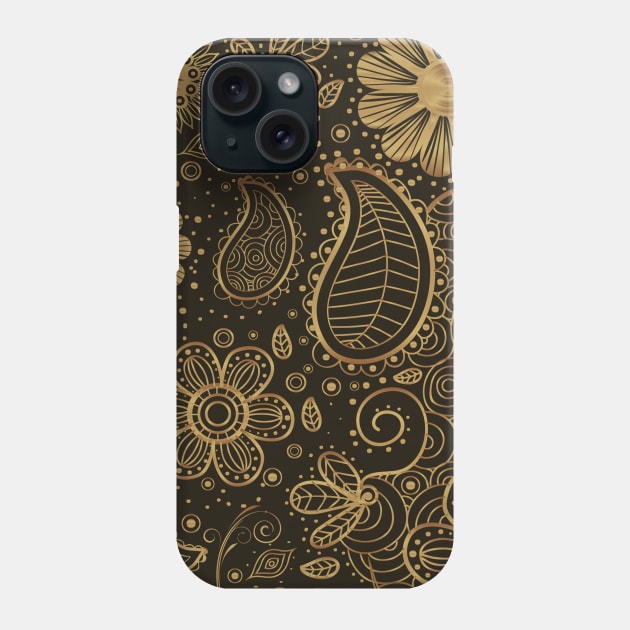 Golden Paisley Pattern Phone Case by Bestseller