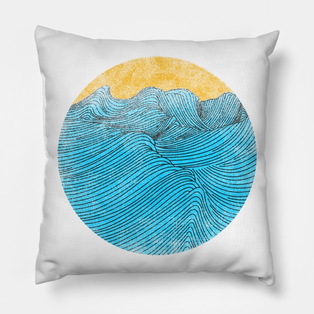 Wavy Sunset Pillow by bulografik