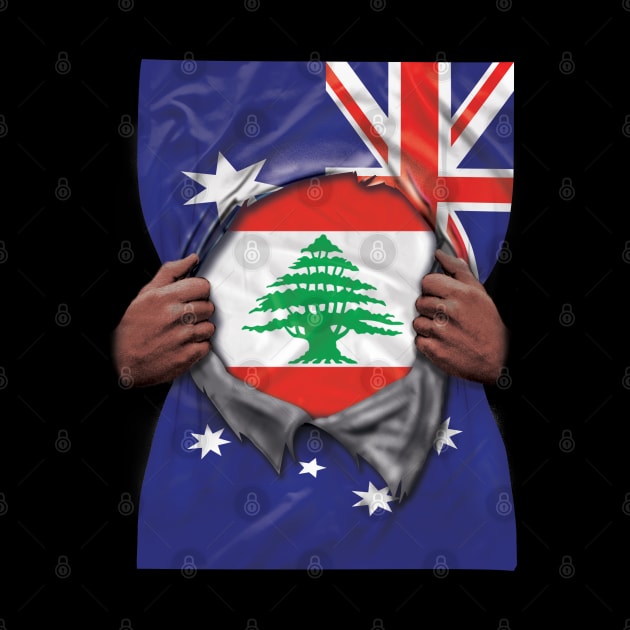 Lebanon Flag Australian Flag Ripped - Gift for Lebanese From Lebanon by Country Flags