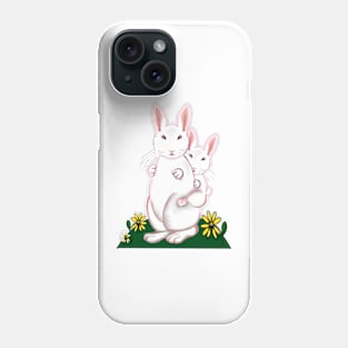 Mother and baby bunny rabbits flowers - cute bunny family mama rabbit carrying a baby rabbit child mothers day Phone Case