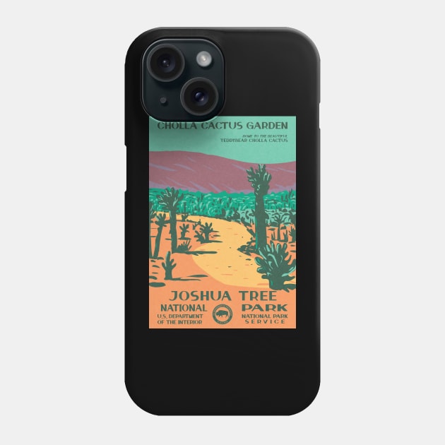 Joshua Tree National Park Cholla Cactus WPA Phone Case by JordanHolmes