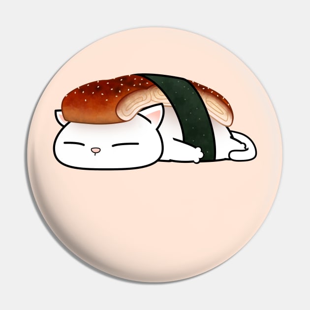 Chubby Cat Unagi Sushi Pin by Takeda_Art