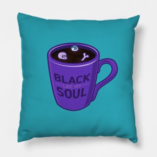 Black like my soul coffee mug with skull and bone Pillow