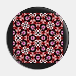 Black Red Gray and Pink Vintage Floral Pin