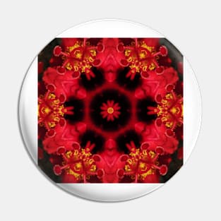 hexagonal floral fantasy from a red and gold hibiscus Pin