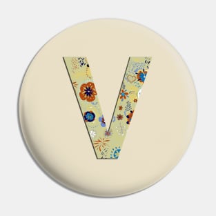 Monogram letter V Pin