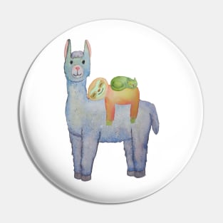 Llama, Sloth and Cat Watercolor Cute Animals Pin