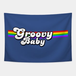 Groovy Baby Retro Rainbow Tapestry