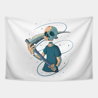 Japanese Sci-fi Skeleton 2 - Vector art illustration Tapestry