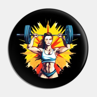 beautiful athlete woman lifting weights Pin