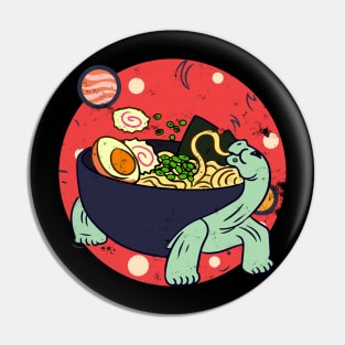 Kawaii Tortoise Eating Ramen Noodles Space Otaku Ramen Bowl Pin