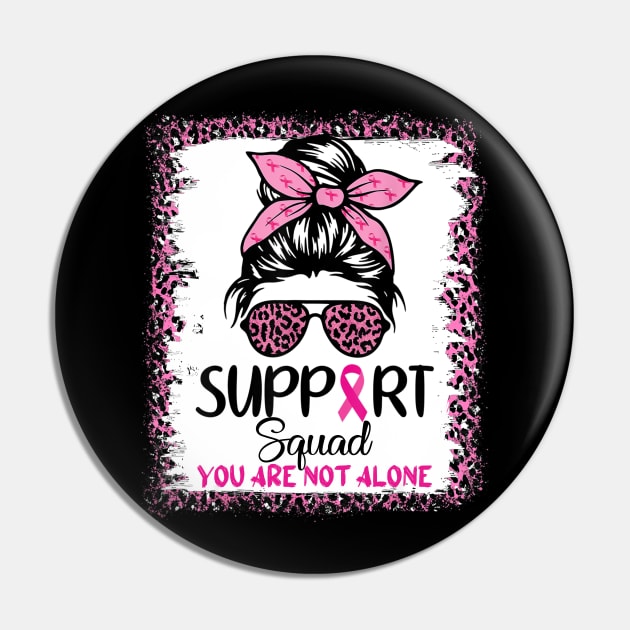 Support Squad Breast Cancer Awareness Messy Bun Leopard Pink Pin by everetto