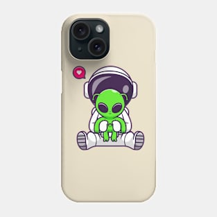 Cute Astronaut With Baby Alien Cartoon Phone Case