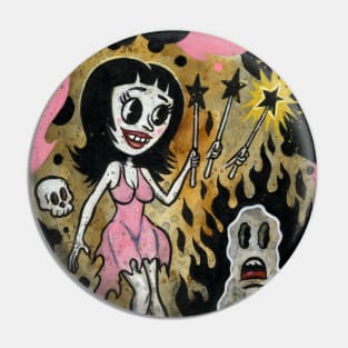 Molly and the Wand A Vintage Creepy  Rubber Hose cartoon Graphic Pin