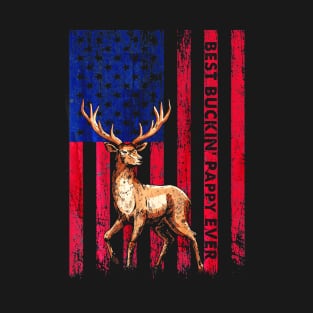 Best Buckin Pappy Ever US Flag Hunting T-Shirt