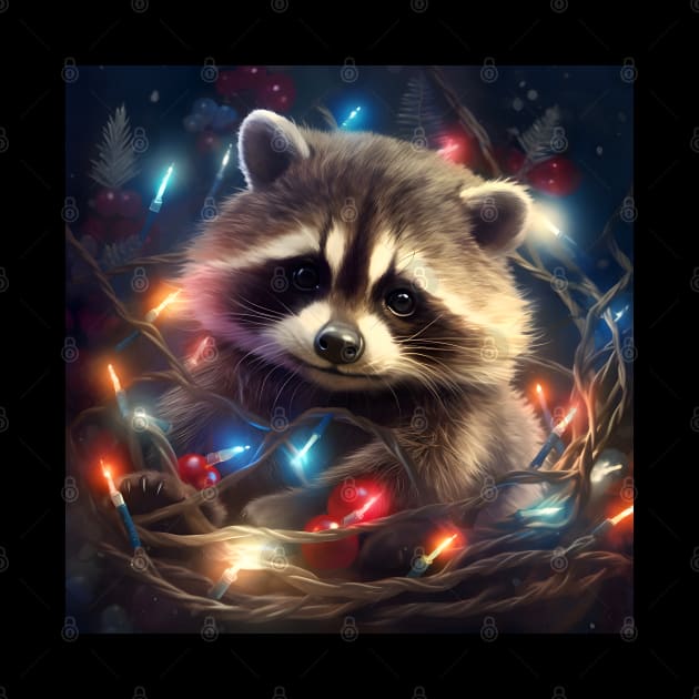 Christmas raccoon by beangeerie