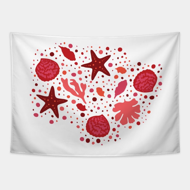 Ocean lover with Our Ocean-Inspired Red and pink Aesthetic, sea coral, sealife, red hues, orange, dark Tapestry by blomastudios