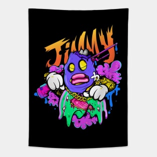 Dope Slluks character fatty boy is ready for war illustration Tapestry