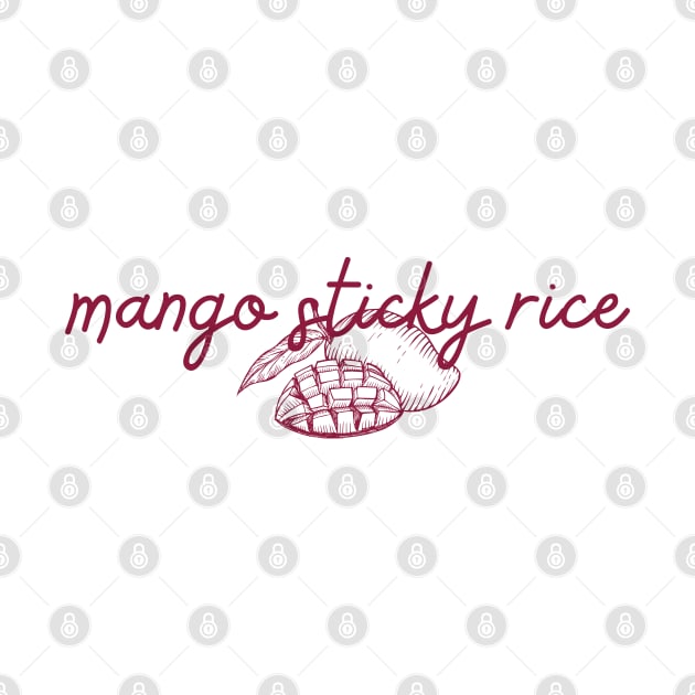 mango sticky rice - maroon red - with sketch by habibitravels