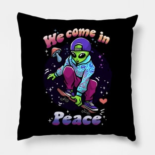 Alien Skateboarding Pillow