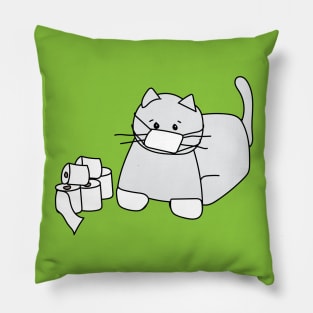 Corona Cat White Gloves Green Back Pillow