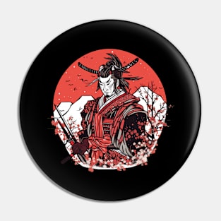 Red white black samurai warrior Pin