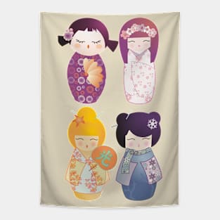 Kokeshis Four seasons Tapestry