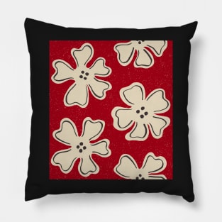 Pattern of button flowers on ruby red Pillow