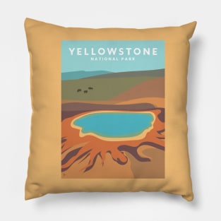 Yellowstone National Park, Wyoming Travel Poster Pillow