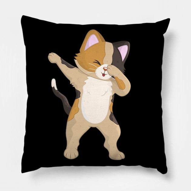 Cute Dabbing Cat Kitten Dab Pillow by HamilcArt