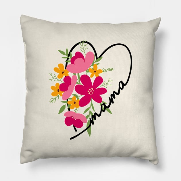 Mama heart floral gift for mom Pillow by B*Shoppe