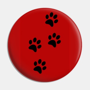 Black Pawprints on Red Pin