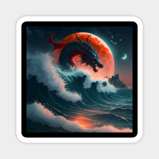 Dragon Flying over the Moon and the Ocean Magnet