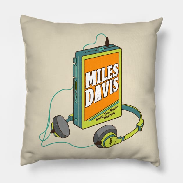 Miles Davis / Retro Walkman Design / Retro Music Art Pillow by EliseOB