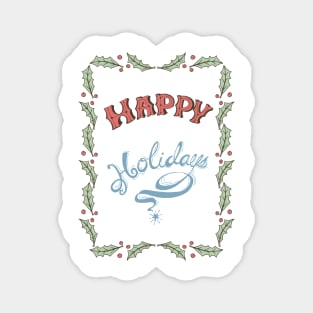 Retro Happy Holidays Card Design Magnet