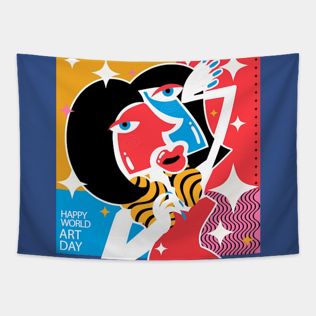 World Art Day Woman Tapestry by Mako Design 