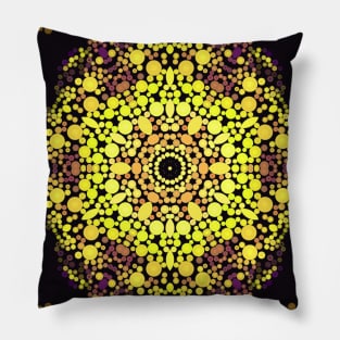 Dot Mandala Flower Yellow Purple and Black Pillow