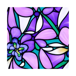 Violet Orchid Flower Abstract Art - Stained Glass T-Shirt