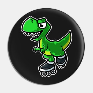 Dinosaur Tyrannosaurus Rex Retro Roller Skate graphic Pin