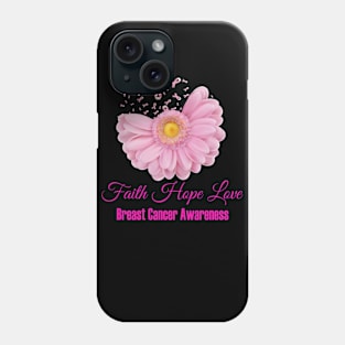 Faith Hope Love Breast Cancer Ribbon Daisy Flower Gift Phone Case