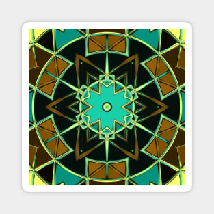 Cartoon Mandala Green Black and Yellow Magnet