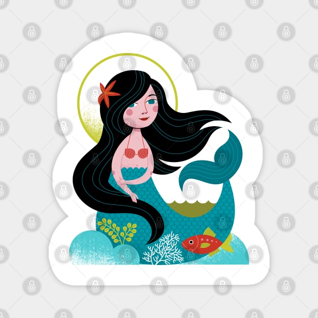 Mermaid Magnet by Lucie Rice Illustration and Design, LLC